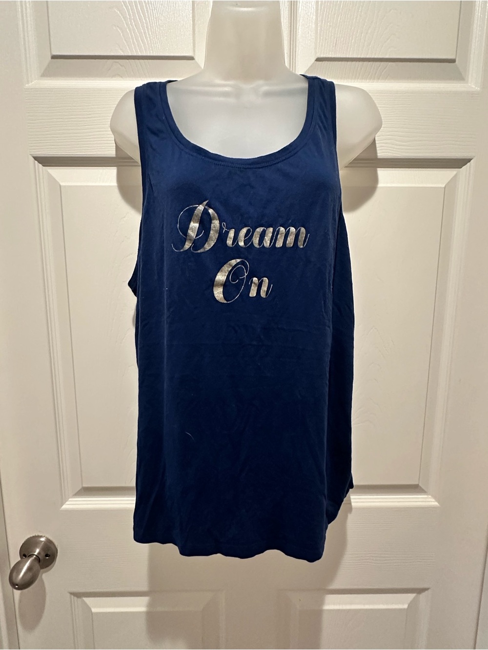 Victoria's Secret Dream On Navy Sleep Lounge Tank Top XL Metallic Script Classic